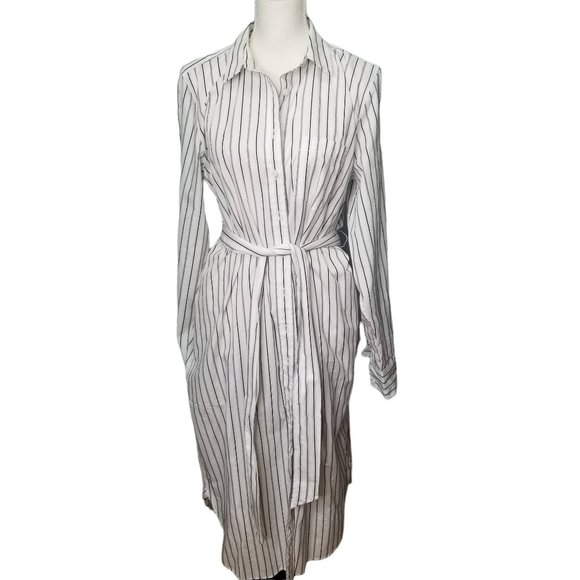 NEW J. Crew White & Black Striped Belted Shirtdress Size 12T Style AW562 - Picture 1 of 9